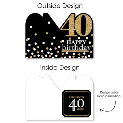 Adult 40th Birthday - Gold - Happy Birthday Giant Greeting Card - Big Shaped Jumborific Card - 16.5 x 22 inches