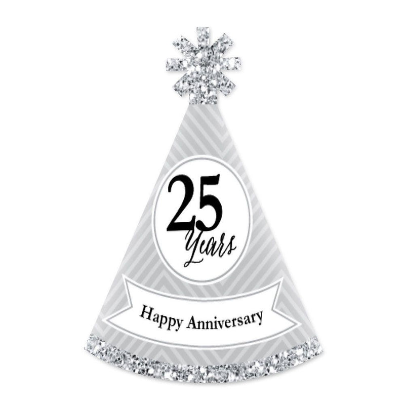 We Still Do - 25th Wedding Anniversary - Mini Cone Anniversary Party Hats - Small Little Party Hats - Set of 8