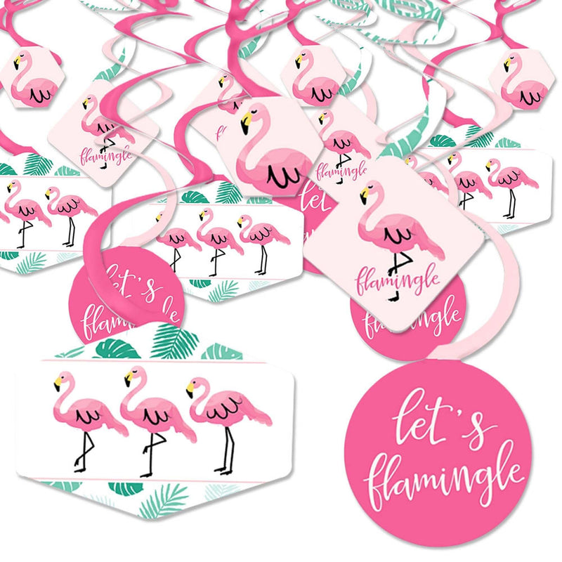 Pink Flamingo - Tropical Summer Party Hanging Decor - Party Decoration Swirls - Set of 40