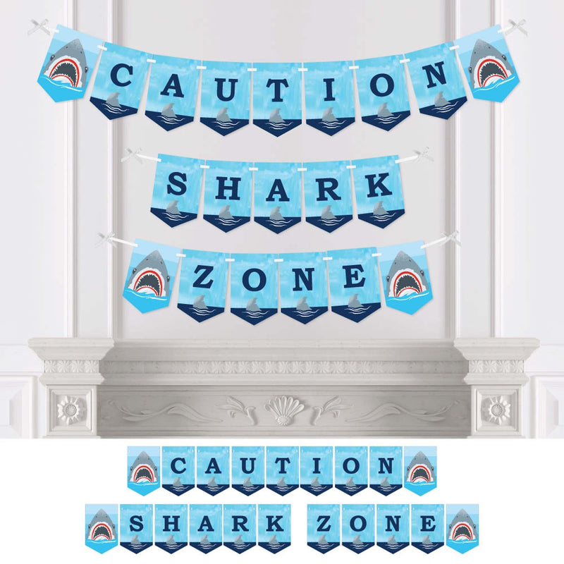 Shark Zone - Jawsome Shark Party Bunting Banner - Party Decorations - Caution Shark Zone