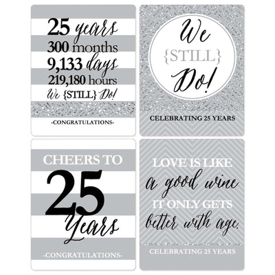 We Still Do - 25th Wedding Anniversary Decorations for Women and Men - Wine Bottle Label Stickers - Set of 4