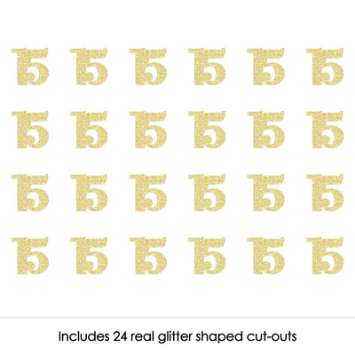 Gold Glitter 15 - No-Mess Real Gold Glitter Cut-Out Numbers - 15th Birthday Party Confetti - Set of 24