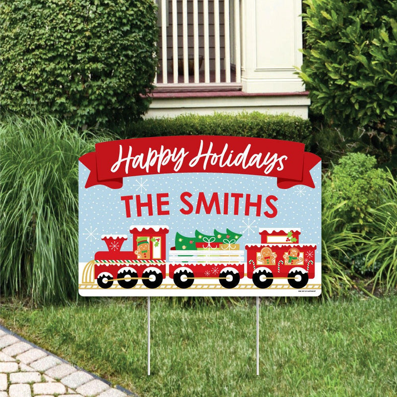 Christmas Train - Holiday Party Yard Sign Lawn Decorations - Personalized Christmas Train Party Yardy Sign