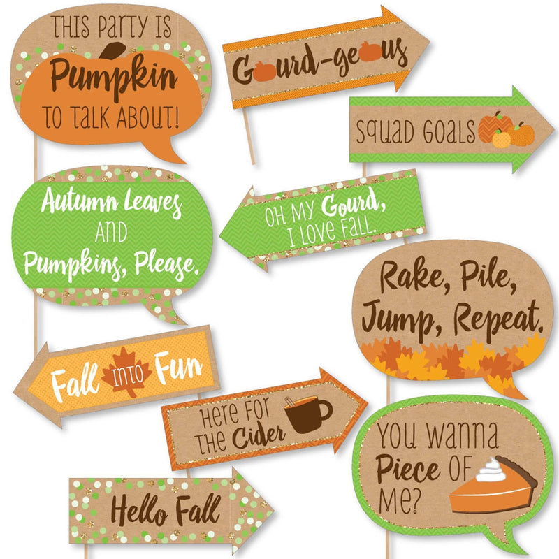 Funny Pumpkin Patch - Fall, Halloween or Thanksgiving Party 10 Piece Photo Booth Props Kit