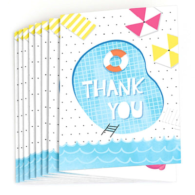 Make A Splash - Pool Party - Summer Swimming Party or Birthday Party Thank You Cards - 8 ct